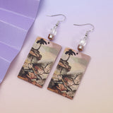 Red brown vintage tree dangle earrings for women by HSF Marketplace, elegant jewelry design