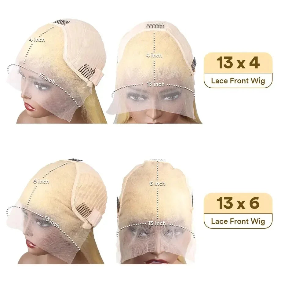30 36 Inch 200 Density Straight 613 Honey Blonde 13x4 lace Front Wigs 13x6 Transparent Lace Frontal Human Hair Wig For Women