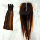 Two 8 and 10-inch colored Vietnamese human hair bundles with lace closure, ombre Remy human hair extensions from HSF Marketplace