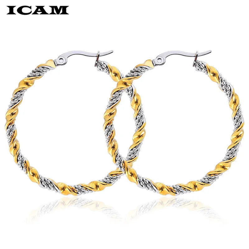 Stainless steel hoop earrings set for women by HSF Marketplace, nickel-free design