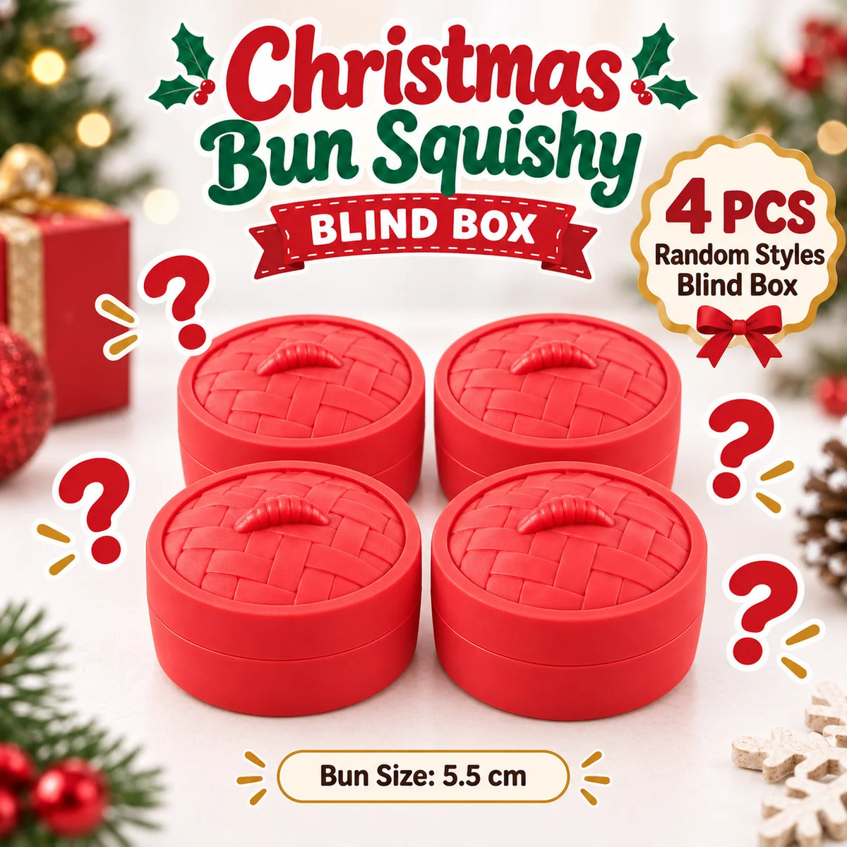 1-5PCS Christmas Dumpling Squishy Blind Box TPR Slow Rising Squeeze Fidget Sensory Stress Relief Holiday Surprise Gift Set
