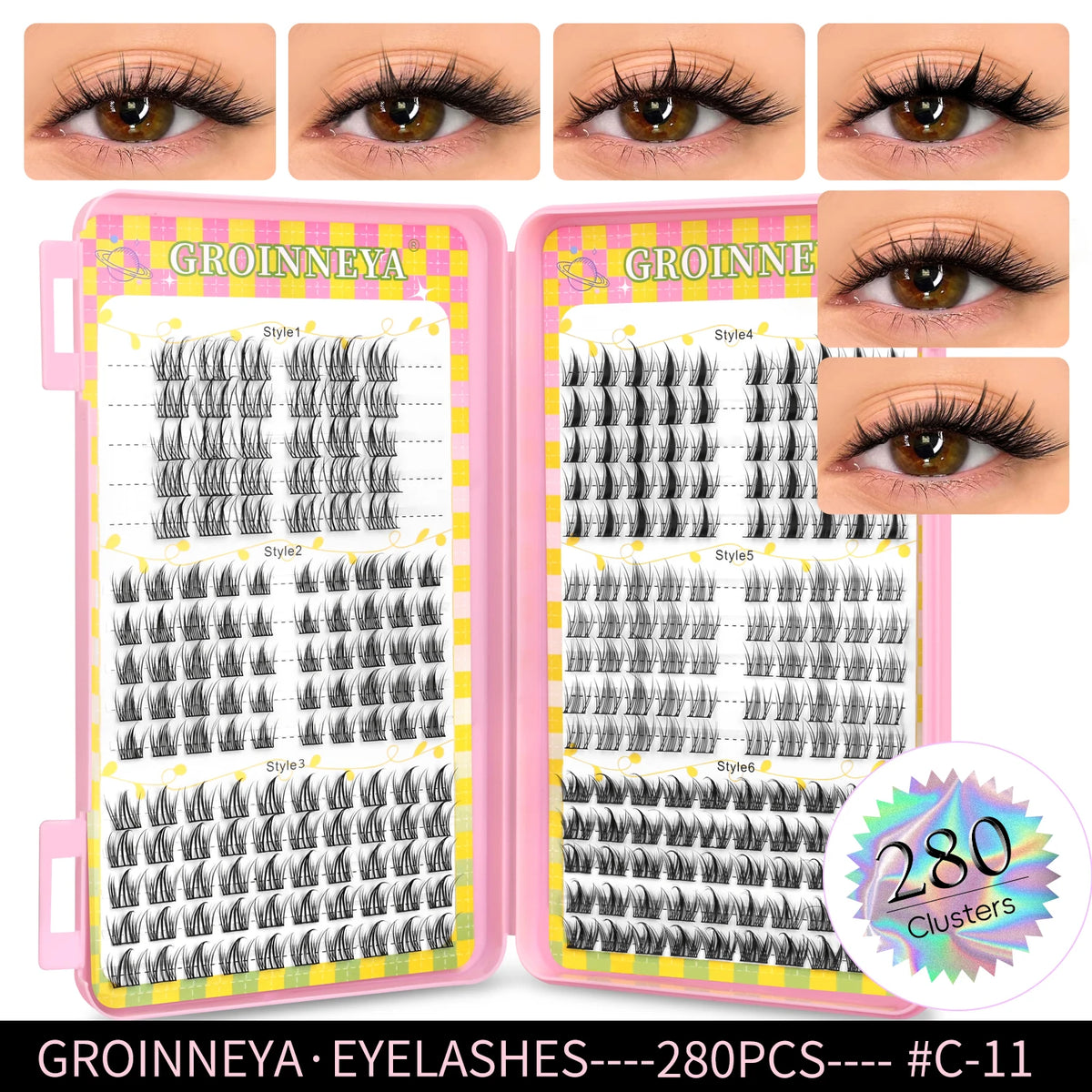 Natural Eyelash Clusters 320-piece volume mixed tray false eyelashes by HSF Marketplace