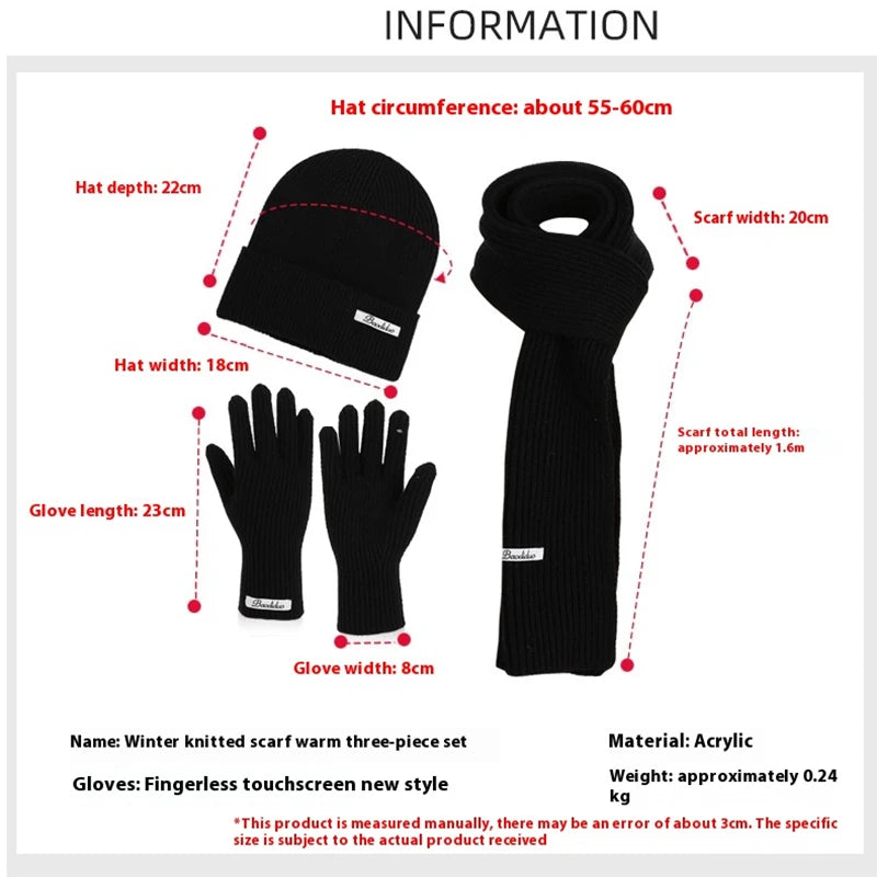 Women's winter warm knitted hat, scarf and gloves set by HSF Marketplace