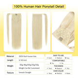 Yelo Ponytail Human Hair 14-18" Highlight Ponytail Extensions 100% Real Human Ponytail Hair Extensions 60g/Set For Women