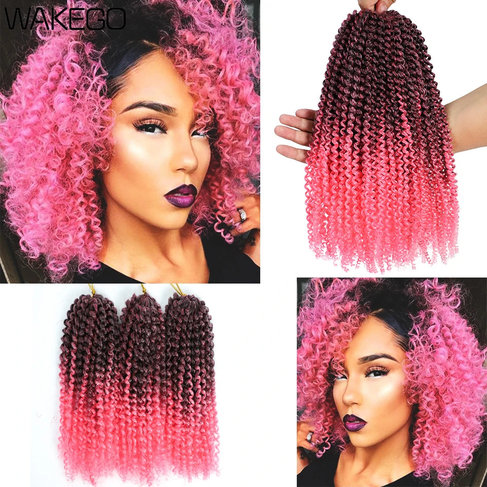 Wakego 12 Inch Marlybob Crochet Braids Afro Curly Short Passion Twist Marlybob Jerry Curl Crochet Hair Kinky Twist Braiding Hair