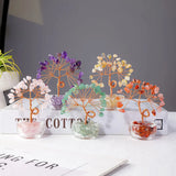 1pc Natural Crystal Lucky Tree Ornament Glass Treasure Pot Base Home Desktop Decoration Crafts Holiday Gift