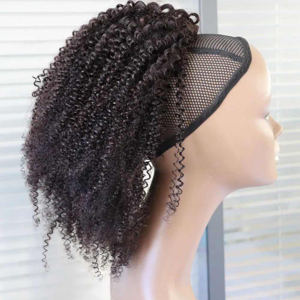 Virgin human hair drawstring ponytail with afro kinky curly texture for Black women