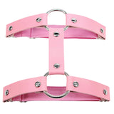Women’s PU leather thigh garter leg ring with heart rivets, spikes, and adjustable elastic strap