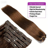 #4/27 clip-in Brazilian human hair extensions, straight natural color, 16–26 inches, HSF Marketplace
