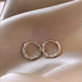 2026 metal four-star hoop earrings with zircon geometric circle design for women by HSF Marketplace