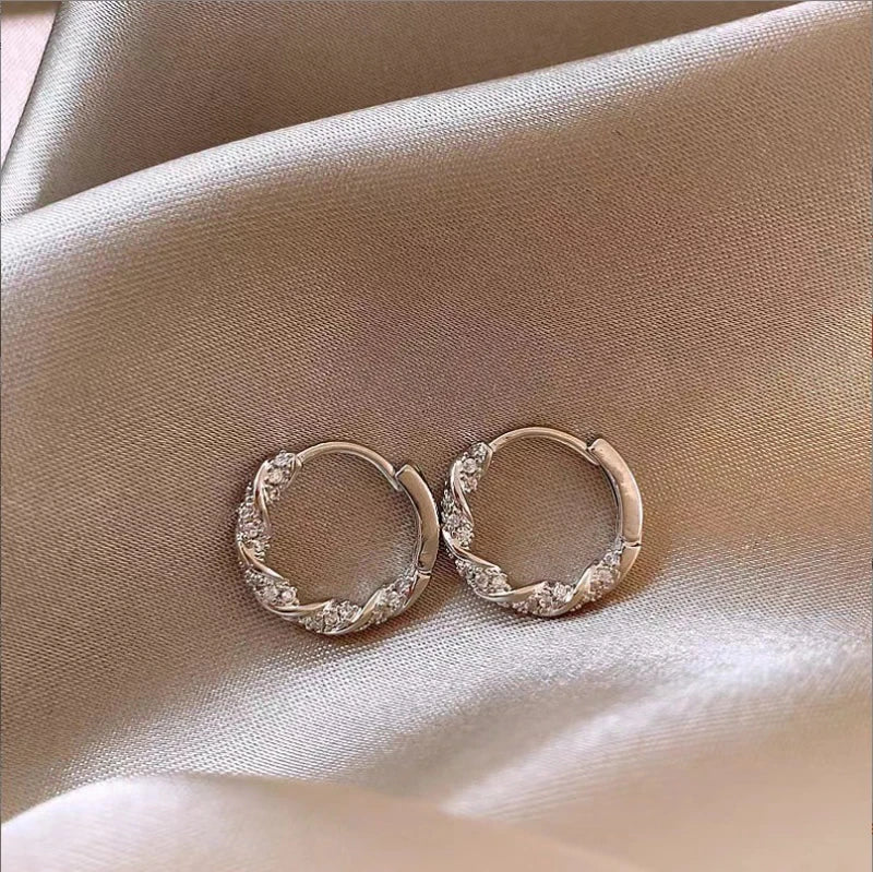 2026 metal four-star hoop earrings with zircon geometric circle design for women by HSF Marketplace