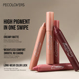Set of 6 velvet matte lip crayons from HSF Marketplace with neutral shades, waterproof, non-dry texture, and compact packaging.