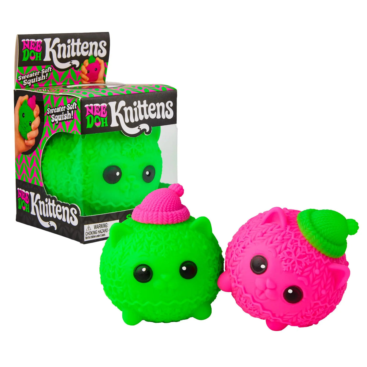 Colorful Schylling Needoh Squishmas Knittens sensory squeeze toy by HSF Marketplace, featuring soft, plush textures and vibrant colors.