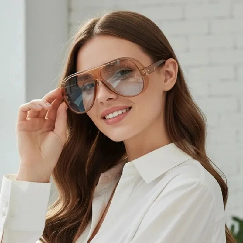 Vintage flat top pilot sunglasses for women by HSF Marketplace, luxury UV400 eyewear with dark lenses