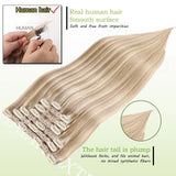 Natural black straight clip-in human hair extensions, 7-piece PU invisible wefts, lightweight 116g set by HSF Marketplace