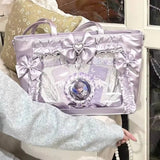 Japanese Y2K cute transparent tote bag by HSF Marketplace, large capacity casual handbag with shoulder and crossbody options for girls.
