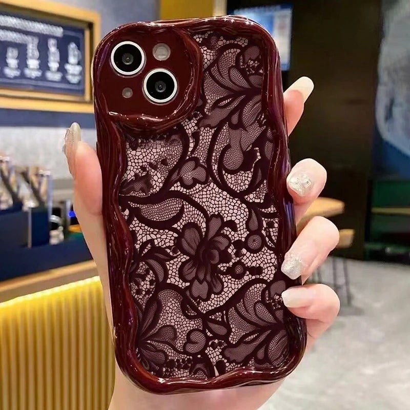 Floral lace pattern soft phone case for iPhone 11–18 models by HSF Marketplace