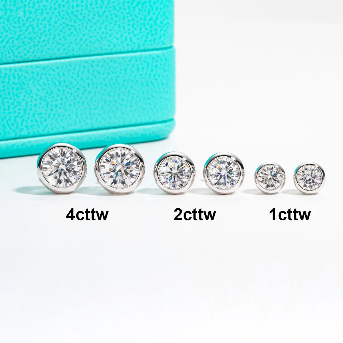 Moissanite stud earrings and necklace set in 18K gold and silver by HSF Marketplace