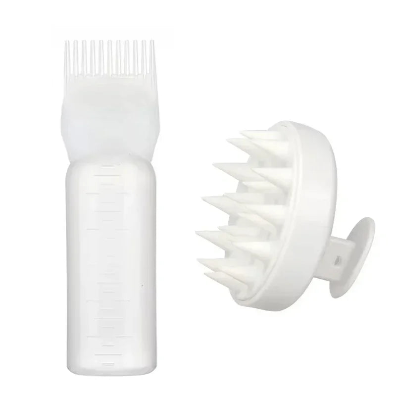 HSF silicone scalp massage brush for hair dye application and hair care, black textured handle