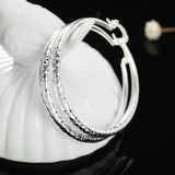 925 sterling silver 5CM circle hoop earrings for women, close-up jewelry design by HSF Marketplace