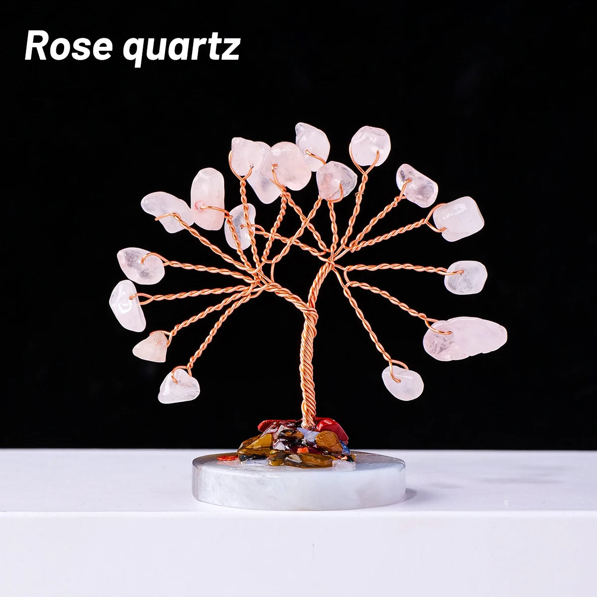 12pcs/box Natural Gemstone Crystal Chakela Lucky Tree With Agate Base Home Office Desk Living Room Crystal Decor Mini Sized Home