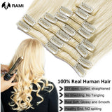 7-piece clip-in 100% human hair extensions, natural straight Remy hair weft in 12–26 inch lengths