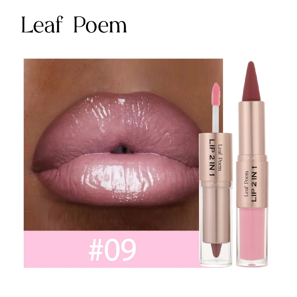 Dark plum pink lip makeup with matte lip liner, mirror, plumping lip glaze, waterproof, and non-stick contour from HSF Marketplace.