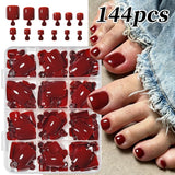 24/96pc nude leopard French bowknot short round square press-on false nails by HSF Marketplace