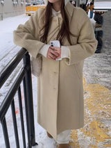 Korean style woolen coat for women by HSF Marketplace, soft warm outerwear in a stylish design