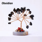 12pcs/box Natural Gemstone Crystal Chakela Lucky Tree With Agate Base Home Office Desk Living Room Crystal Decor Mini Sized Home