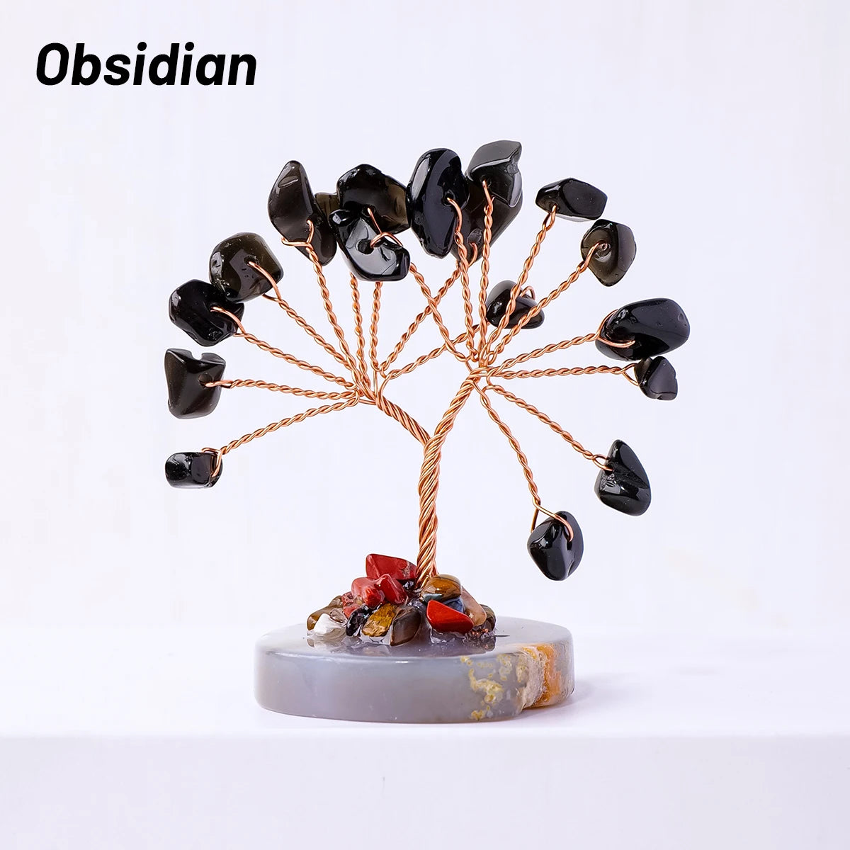 12pcs/box Natural Gemstone Crystal Chakela Lucky Tree With Agate Base Home Office Desk Living Room Crystal Decor Mini Sized Home