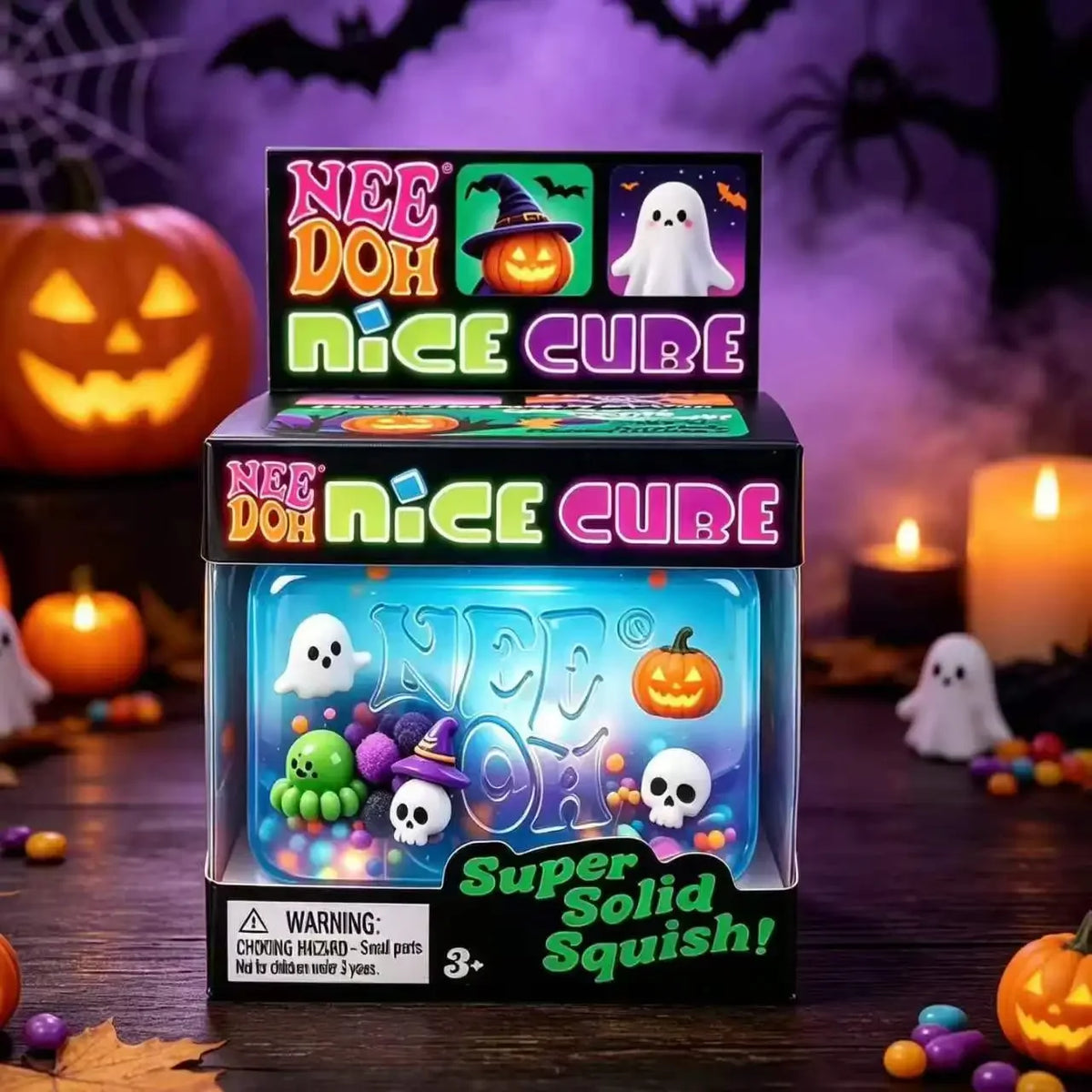 NeeDoh Nice Cube Squishy Toy Halloween Christmas Themed Squeeze Fidget Cube Stress Relief Sensory Toy Kids Adults Holiday Gift