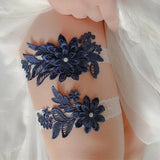 Women’s lace garter belt thigh bands with pearl embroidery for bridal wedding cosplay accessories