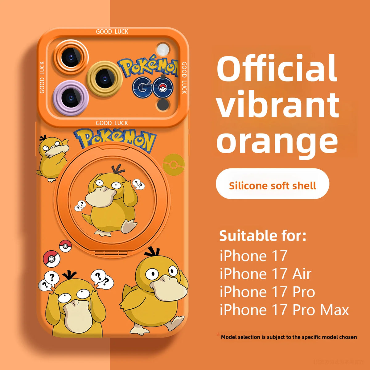 Psyduck silicone iPhone case for iPhone 12–17 Pro Max with durable protective design