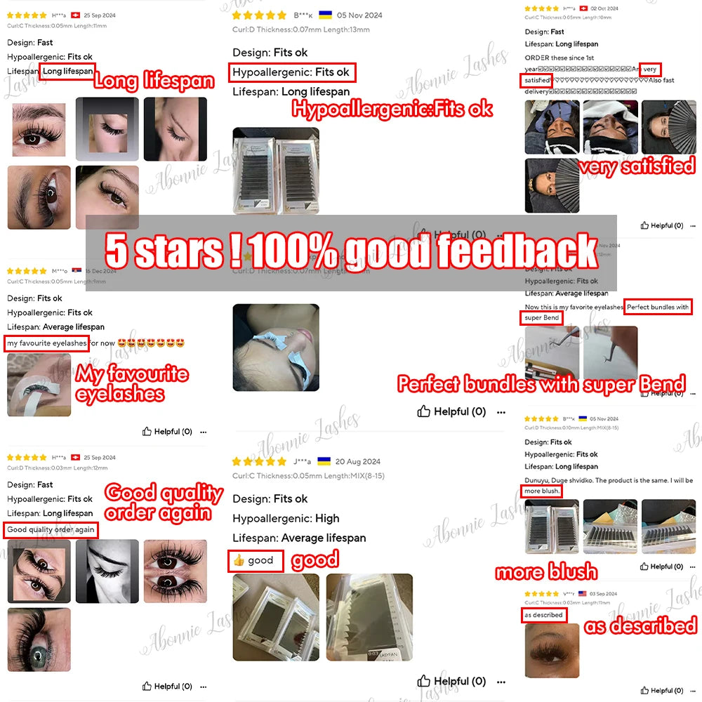 Abonnie Easy Fan matte black false eyelashes for volume extensions on a white background