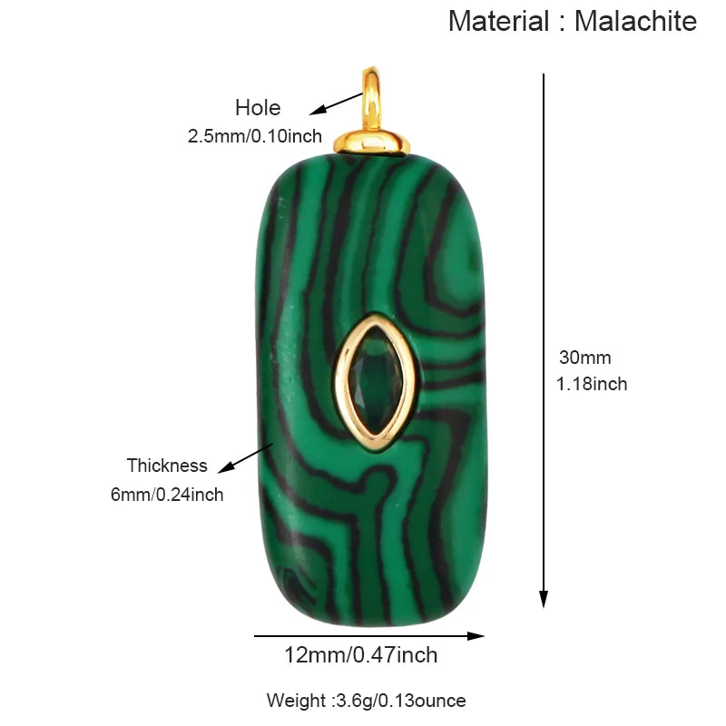 Jewelry charm pendant with jade agate, amethyst, amazonite, water grass, and lapis lazuli in 18K gold plating for necklace craft making