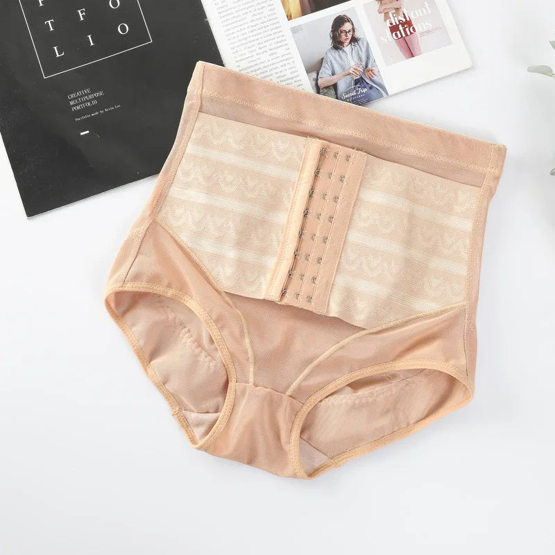 Women's mid-waist butt lifter body shapewear panties with flat belly support and waist cincher brief design