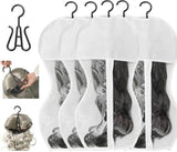 1/3/5pcs Premium Wig Storage Bags with Sturdy Metal Hangers - Black Transparent Design for Multiple Wigs & Hair Extensions