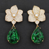 Colorful Purple Green Dangle Earrings for Women Luxury Jewelry Wedding Evening Party Big Drop Earrings Elegant Female Gift