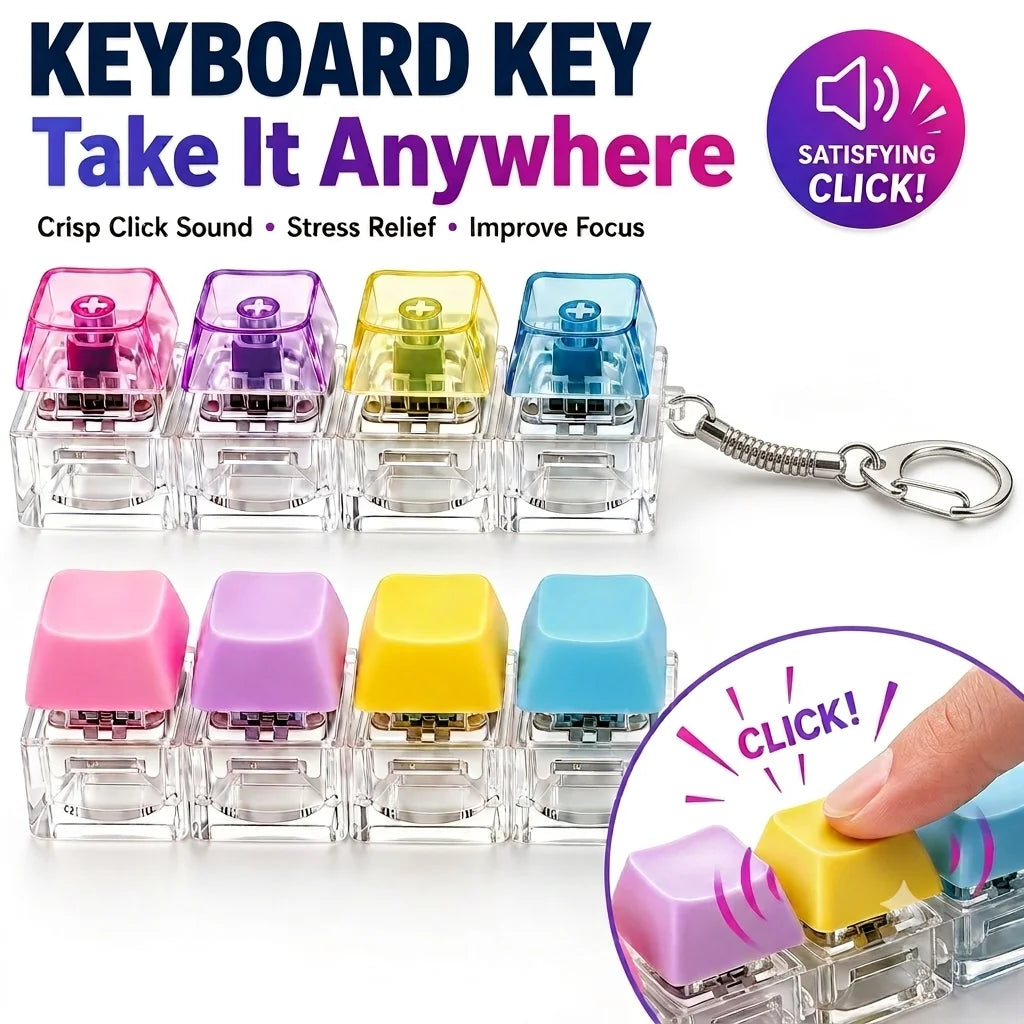 HSF Marketplace crystal clicker keychain fidget toy, sensory stress relief toy with colorful buttons, ideal for adults and kids.