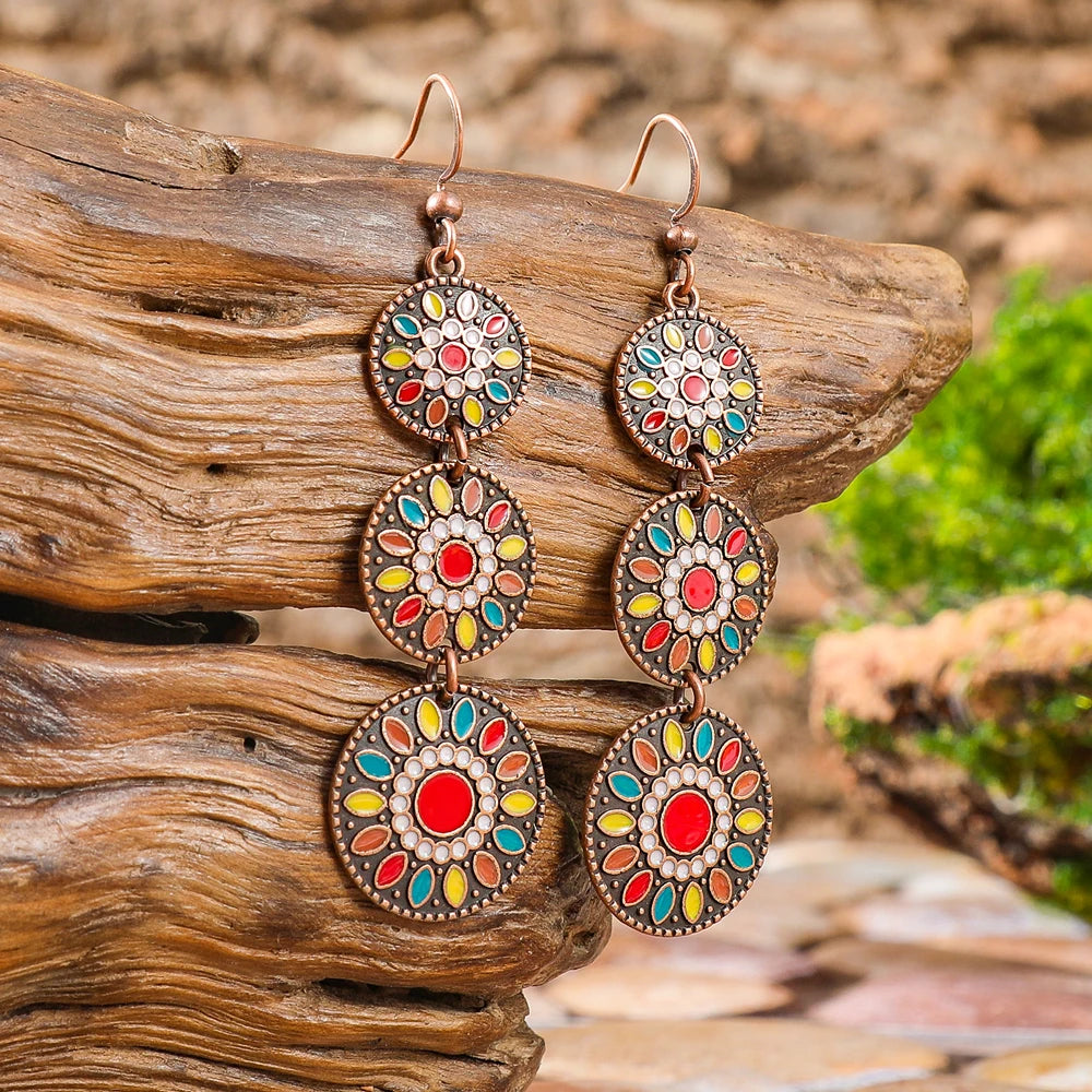 Vintage HSF Marketplace dangle earrings for women with geometric boho-style design