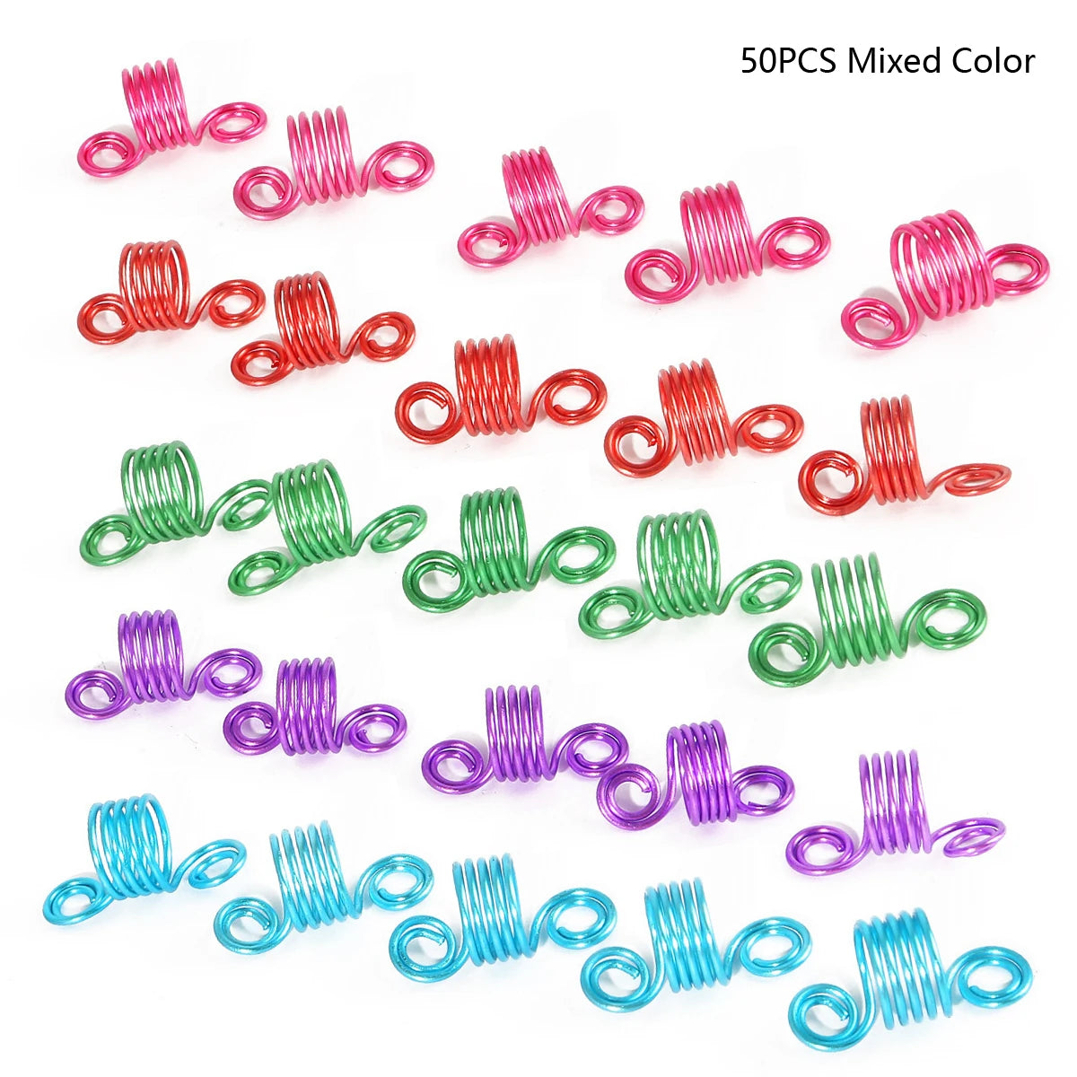 Mixed color dreadlock beads for hair braids, 50-piece hair styling set by HSF Marketplace