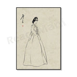 Korean Hanbok canvas poster featuring traditional Asian-inspired artwork for home decor