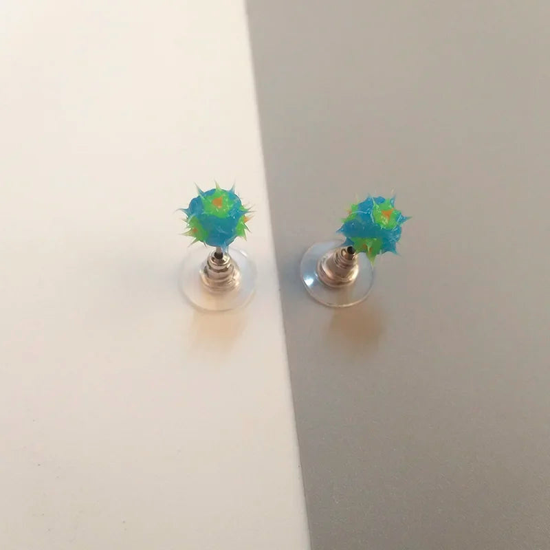 Colorful silicone ball stud earrings in Japanese Korean style for girls, teens, and children, HSF Marketplace jewelry