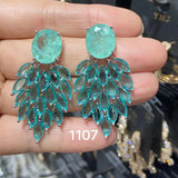 Colorful Purple Green Dangle Earrings for Women Luxury Jewelry Wedding Evening Party Big Drop Earrings Elegant Female Gift