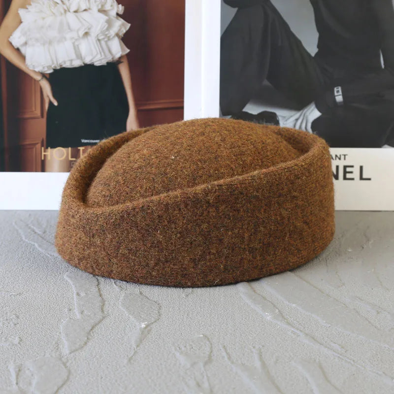 Women's warm wool blend winter beret hat in elegant style, by HSF Marketplace