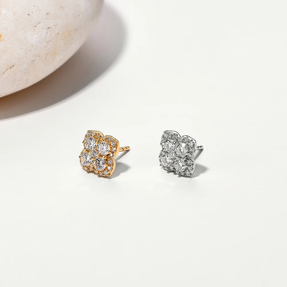 Full moissanite diamond earrings, D VVS1, S925 sterling silver with 18k gold plating for women by Attagems