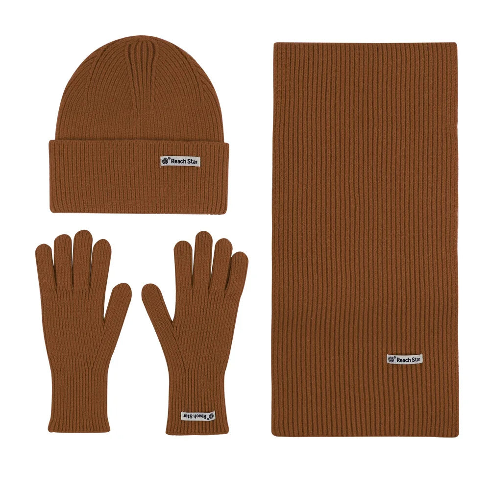 HSF Marketplace winter knit set with scarf, hat, and gloves for men and women