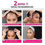 Brazilian kinky curly headband wig, short bob water wave human hair wig for women by HSF Marketplace