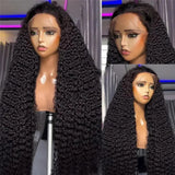 34 Inch Jerry Curly Virgin Human Hair Wig Natural Black 13x4 HD Transparent Lace Front Wig Pre Trimmed Natural Hairline Wigs